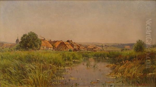 Le Village De Rebeurville Oil Painting by Mario Cornilleau Raoul Carl-Rosa