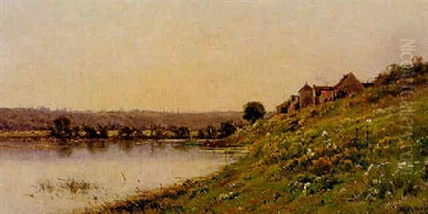 Landschaft An Der Seine Oil Painting by Mario Cornilleau Raoul Carl-Rosa