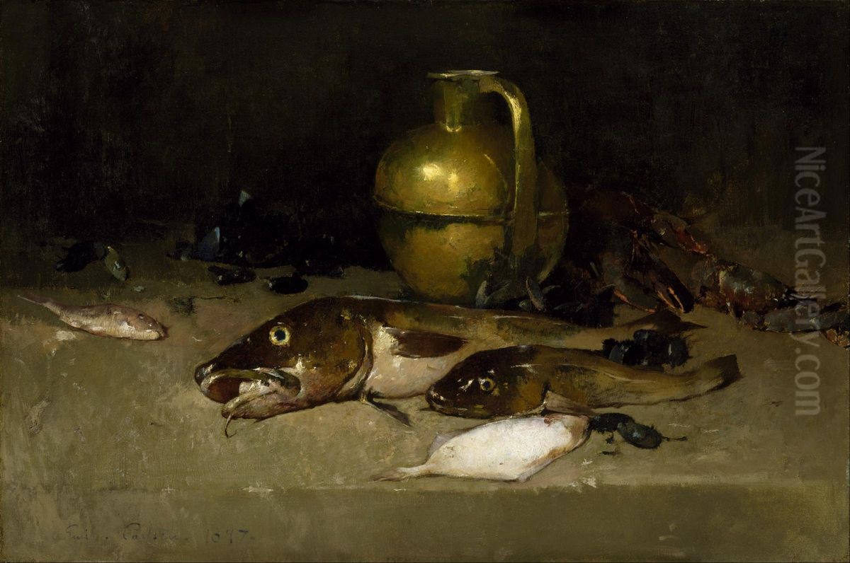 Still Life With Fish Oil Painting by Emil Carlsen