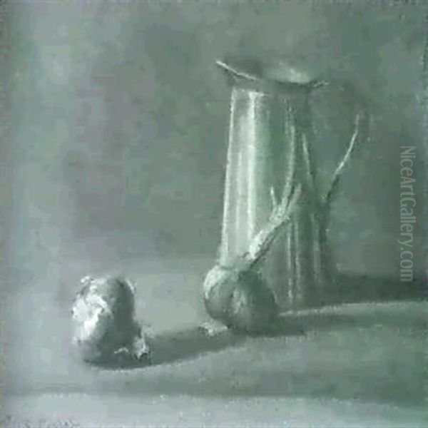 Still Life Of A Copper Pitcher And Onions Oil Painting by Emil Carlsen