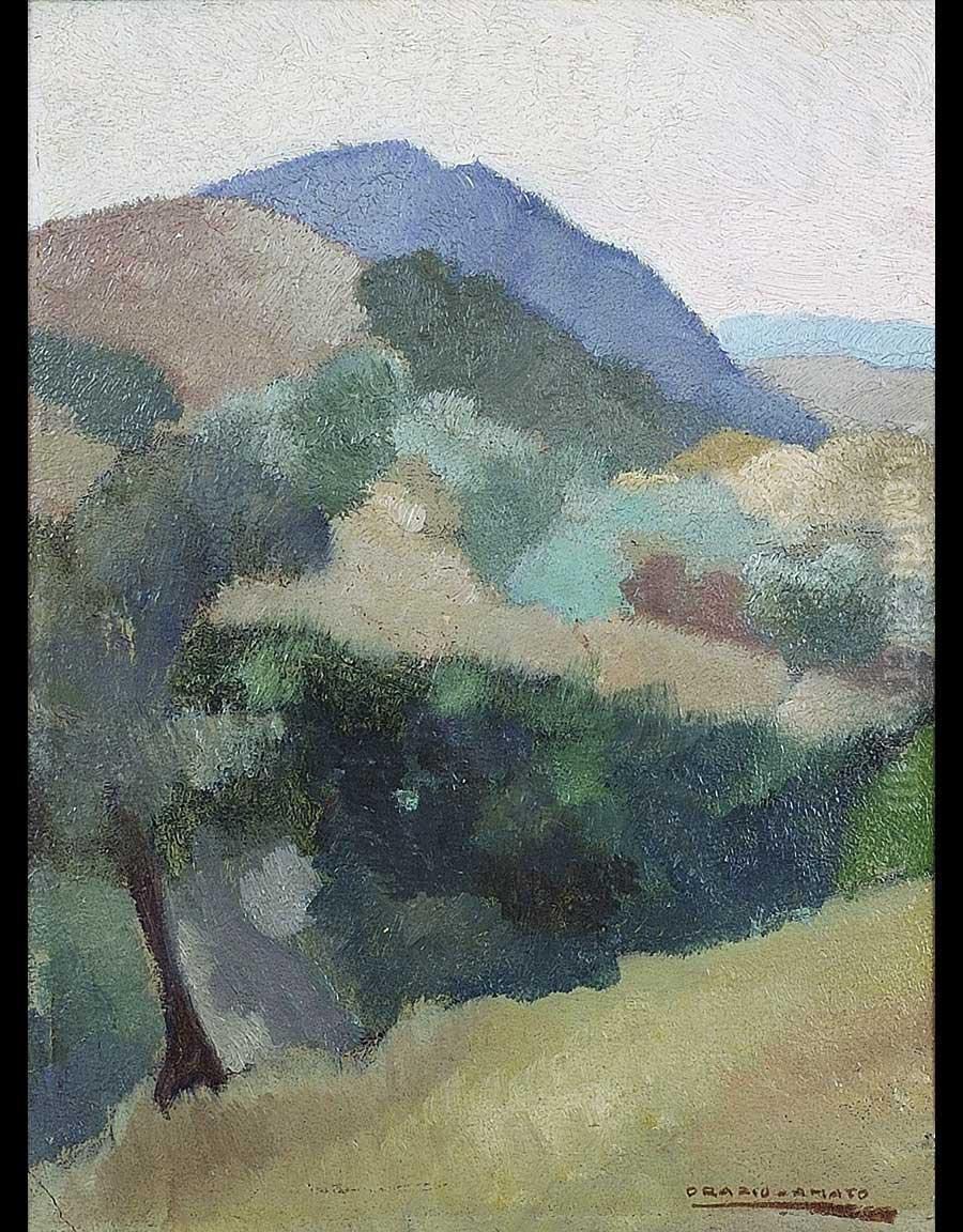Paesaggio Toscano 1934 Oil Painting by Orazio Amato