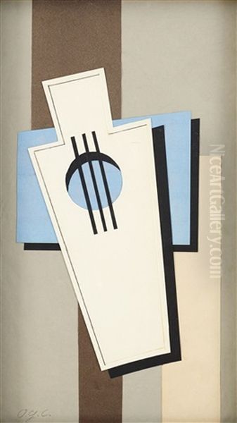 Komposition Med Musikinstrument Oil Painting by Otto Gustaf Carlsund