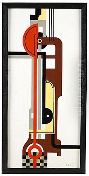 Forsta Maskinen (roda Maskinen) Oil Painting by Otto Gustaf Carlsund