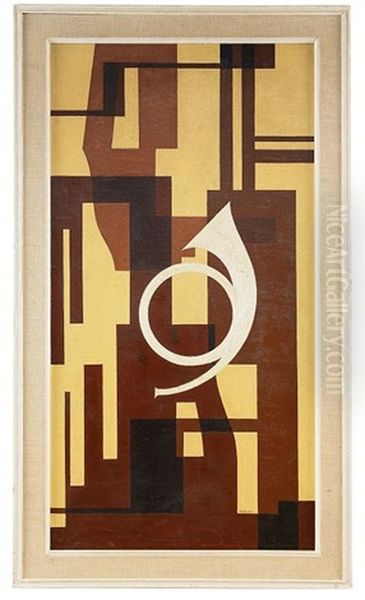 Fuga I Brunt - Projekt Till Vaggmalning For Musikrum Oil Painting by Otto Gustaf Carlsund