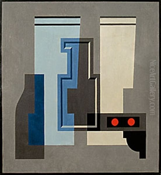 Komposition Med Roda Prickar Oil Painting by Otto Gustaf Carlsund