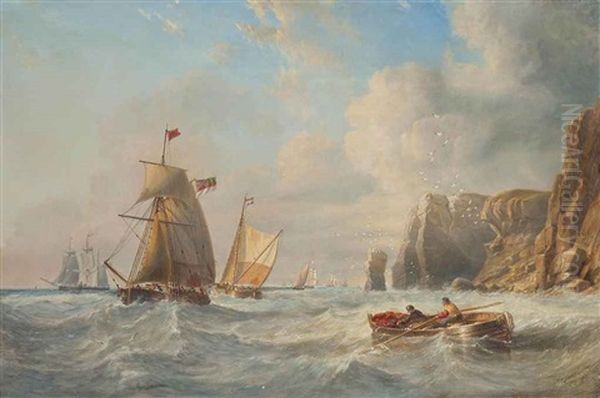 A Breezy Day, Flamborough Head, Yorkshire Oil Painting by John Wilson Carmichael