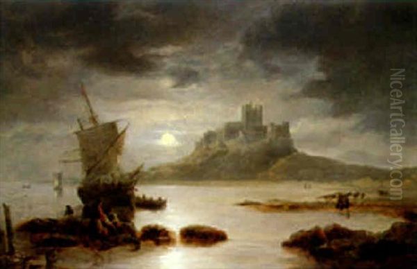 Bamburgh Castle Oil Painting by John Wilson Carmichael