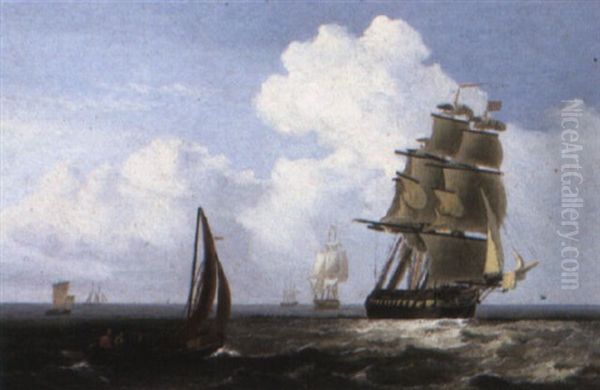 Shipping Offshore Oil Painting by John Wilson Carmichael