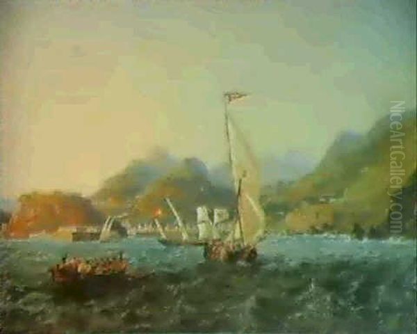 Shipping Off Funchal, Madeira Oil Painting by John Wilson Carmichael