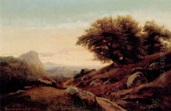 Udsigt Over Isardalen Ved Wolfrathshausen I Baiern Oil Painting by Johann Hermann Carmiencke