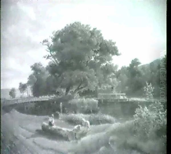 Parti Fra Vandmollen Ved Silkeborg Oil Painting by Johann Hermann Carmiencke