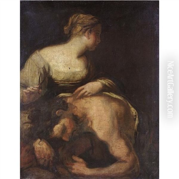 Samson And Delilah Oil Painting by Antonio Carneo Concordia Sagittaria