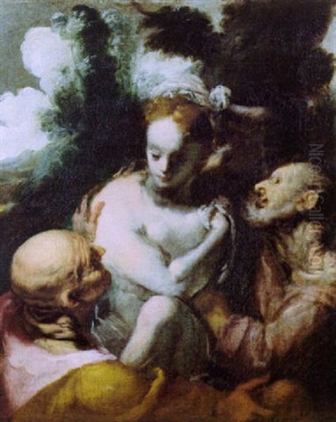 Susanna E I Vecchioni Oil Painting by Antonio Carneo Concordia Sagittaria