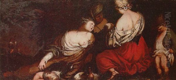 Peasant Women Nursing Their Children Oil Painting by Antonio Carneo Concordia Sagittaria