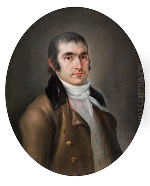Portrait Of A Gentleman, Bust-length, In A Brown Coat Oil Painting by Antonio Carnicero Y Mancio