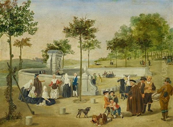 Hofische Szene Von Aranjuez Oil Painting by Antonio Carnicero Y Mancio