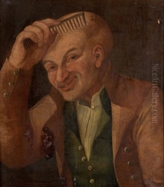 Hombre Peinandose Oil Painting by Antonio Carnicero Y Mancio