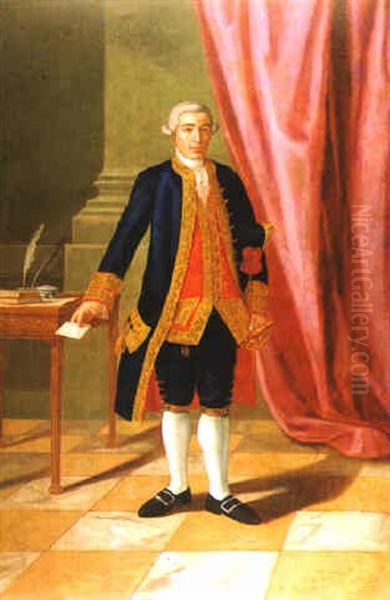 Retrato De D. Gil De Castresana Ortiz De Oribe Villata Gonzalez De Santa Cruz Oil Painting by Antonio Carnicero Y Mancio