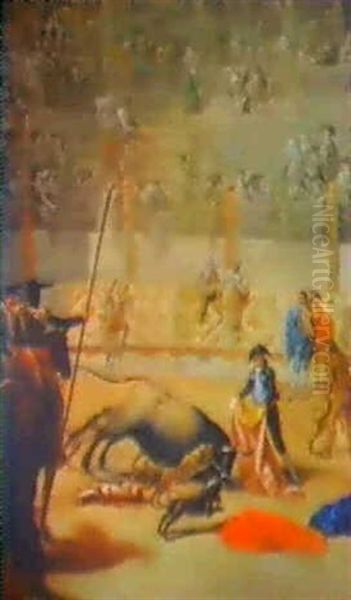 Perros Al Toro Oil Painting by Antonio Carnicero Y Mancio