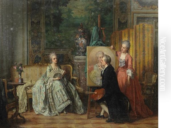 Painting The Portrait Oil Painting by Jean Carolus