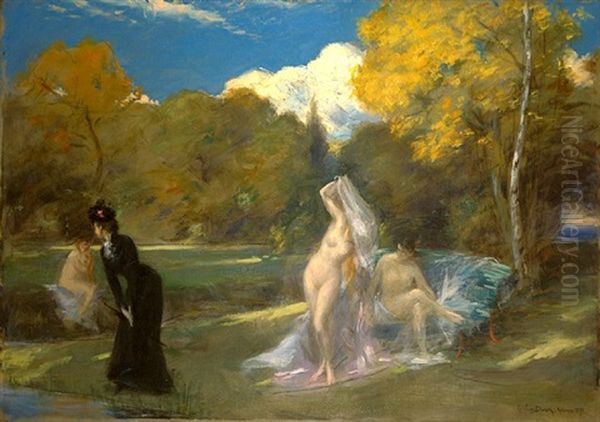 Het Schikken Van De Bloemen Oil Painting by Charles Emile Auguste Carolus-Duran