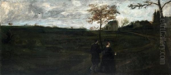 Couple Dans La Campagne Oil Painting by Charles Emile Auguste Carolus-Duran