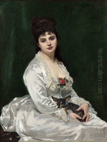 Portrait De Madame Henry Fouquier Oil Painting by Charles Emile Auguste Carolus-Duran