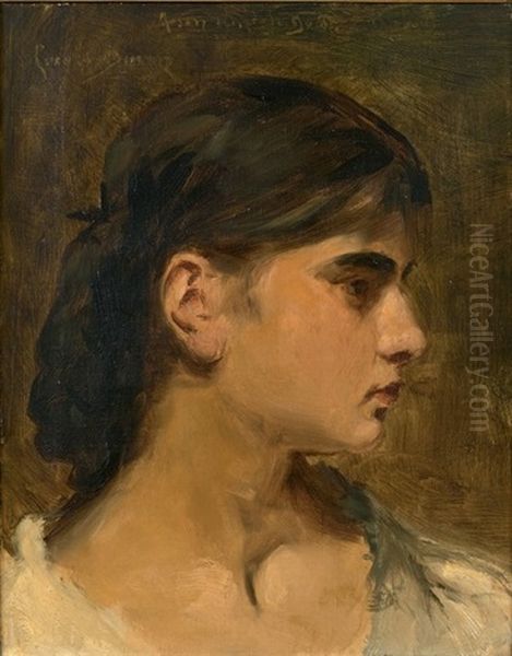 Portrait De Femme De Profil Oil Painting by Charles Emile Auguste Carolus-Duran
