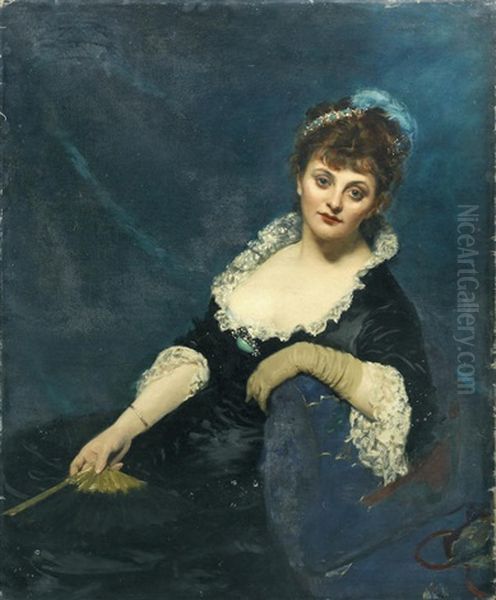 Portrait Of Mrs Harry Vane Milbank, Nee Alice Sidonie Van Den Bergh Oil Painting by Charles Emile Auguste Carolus-Duran