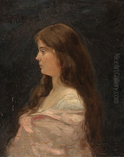 Bildnis Einer Jungen Frau Im Profil Oil Painting by Charles Emile Auguste Carolus-Duran