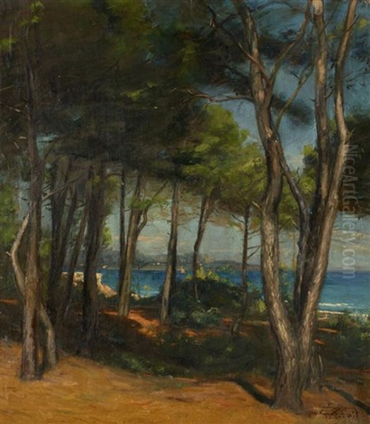 Vue D'un Littoral A Travers Les Pins Oil Painting by Charles Emile Auguste Carolus-Duran