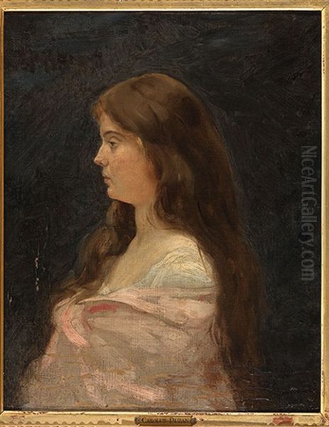 Bildnis Einer Jungen Frau Im Profil Oil Painting by Charles Emile Auguste Carolus-Duran