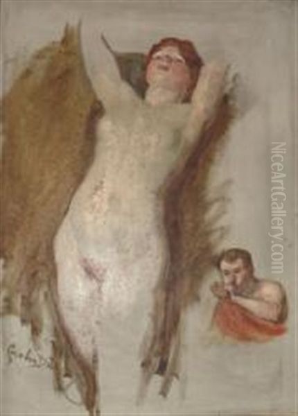 Jeune Femme Nue Et Le Satyre Oil Painting by Charles Emile Auguste Carolus-Duran