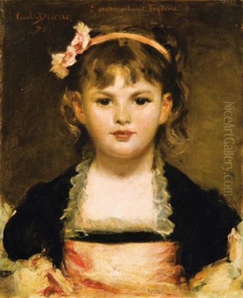Portrait De Fillette Oil Painting by Charles Emile Auguste Carolus-Duran