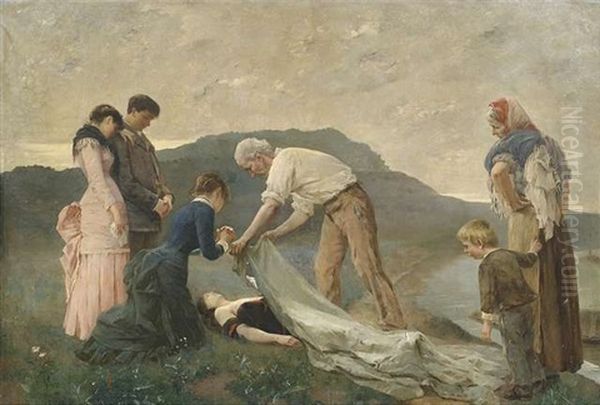 Beweinung Einer Toten Jungen Frau Am Seeufer Oil Painting by Charles Emile Auguste Carolus-Duran
