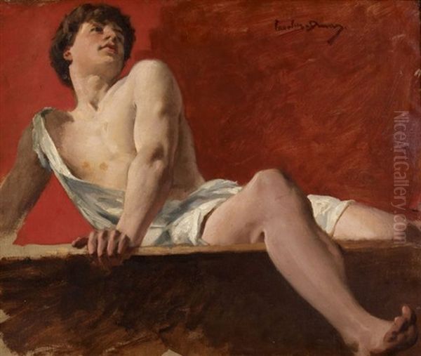 Etude D'homme Allonge Sur Une Balustrade (study) Oil Painting by Charles Emile Auguste Carolus-Duran