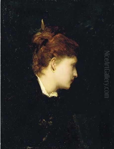 Portrait De Femme Au Chignon De Profil Oil Painting by Charles Emile Auguste Carolus-Duran
