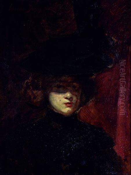 Femme A La Capeline Noire Oil Painting by Charles Emile Auguste Carolus-Duran