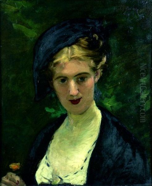 Femme Au Chapeau Oil Painting by Charles Emile Auguste Carolus-Duran