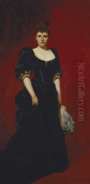 Portrait De Dame Oil Painting by Charles Emile Auguste Carolus-Duran