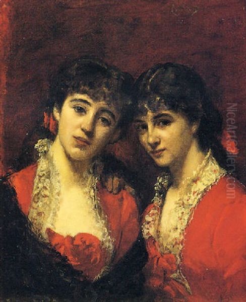 Doppio Ritratto Di Ines E Maria De La Gandara Oil Painting by Charles Emile Auguste Carolus-Duran