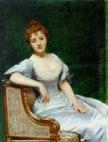Portrait Of Marchioness Of Dufferin Nee Flora Davis Oil Painting by Charles Emile Auguste Carolus-Duran