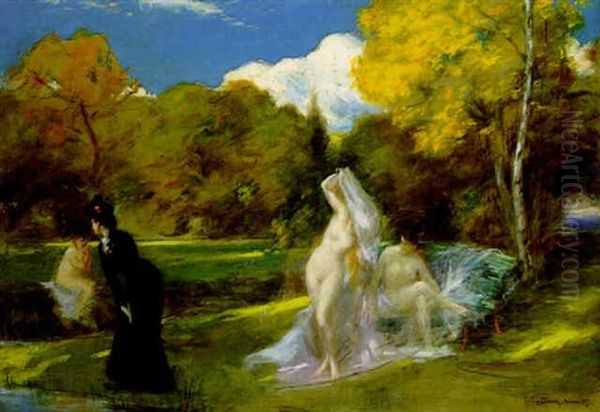 Apres La Nage (automne) Oil Painting by Charles Emile Auguste Carolus-Duran