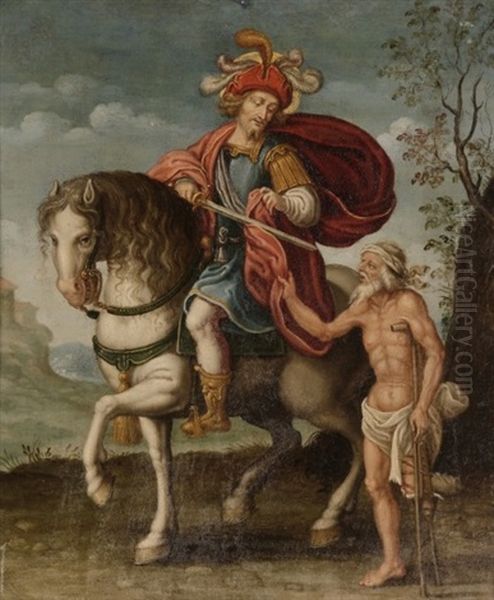 Le Charite De Saint Martin Oil Painting by Antoine Caron