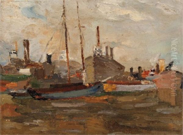 Port Of Montreal Oil Painting by Paul Archibald Caron