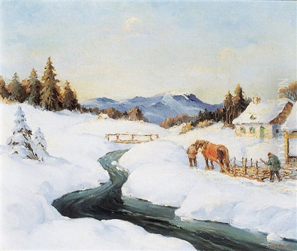 A Laurentian Hill Stream Oil Painting by Paul Archibald Caron