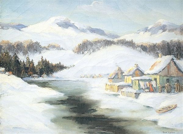 Early Spring On The Riviere Du Gouffre, Baie St. Paul, P.q., Canada Oil Painting by Paul Archibald Caron