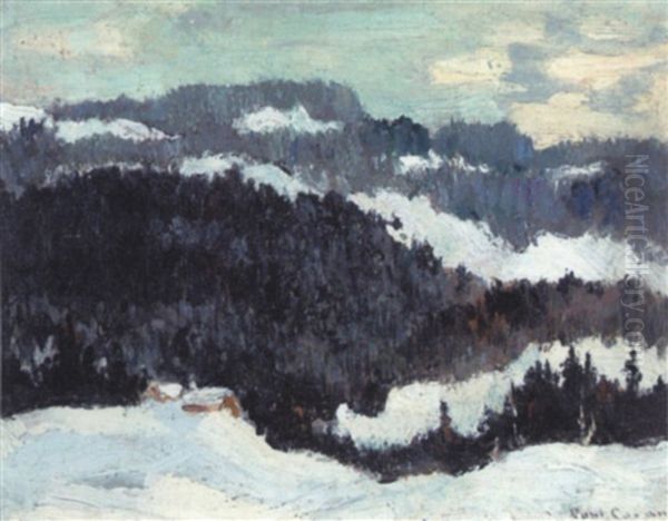 Fir-clad Hills In Winter Oil Painting by Paul Archibald Caron