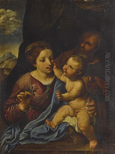 The Holy Family Oil Painting by Angelo Caroselli