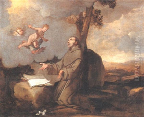 Sant'antonio Da Padova Ha La Visione Del Bambino Gesu Oil Painting by Giulio Carpioni